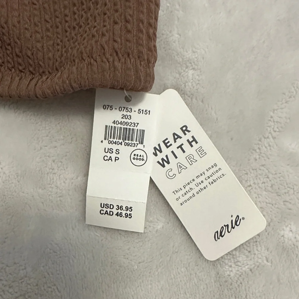 Aerie Chocolate Textured Scoop Bikini Top
